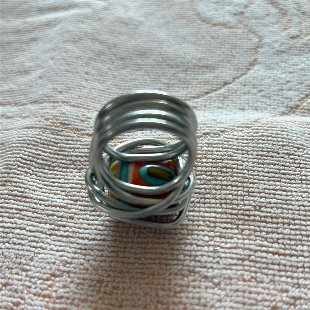 Colorful Bead Silver Ring - Picture 5 of 5